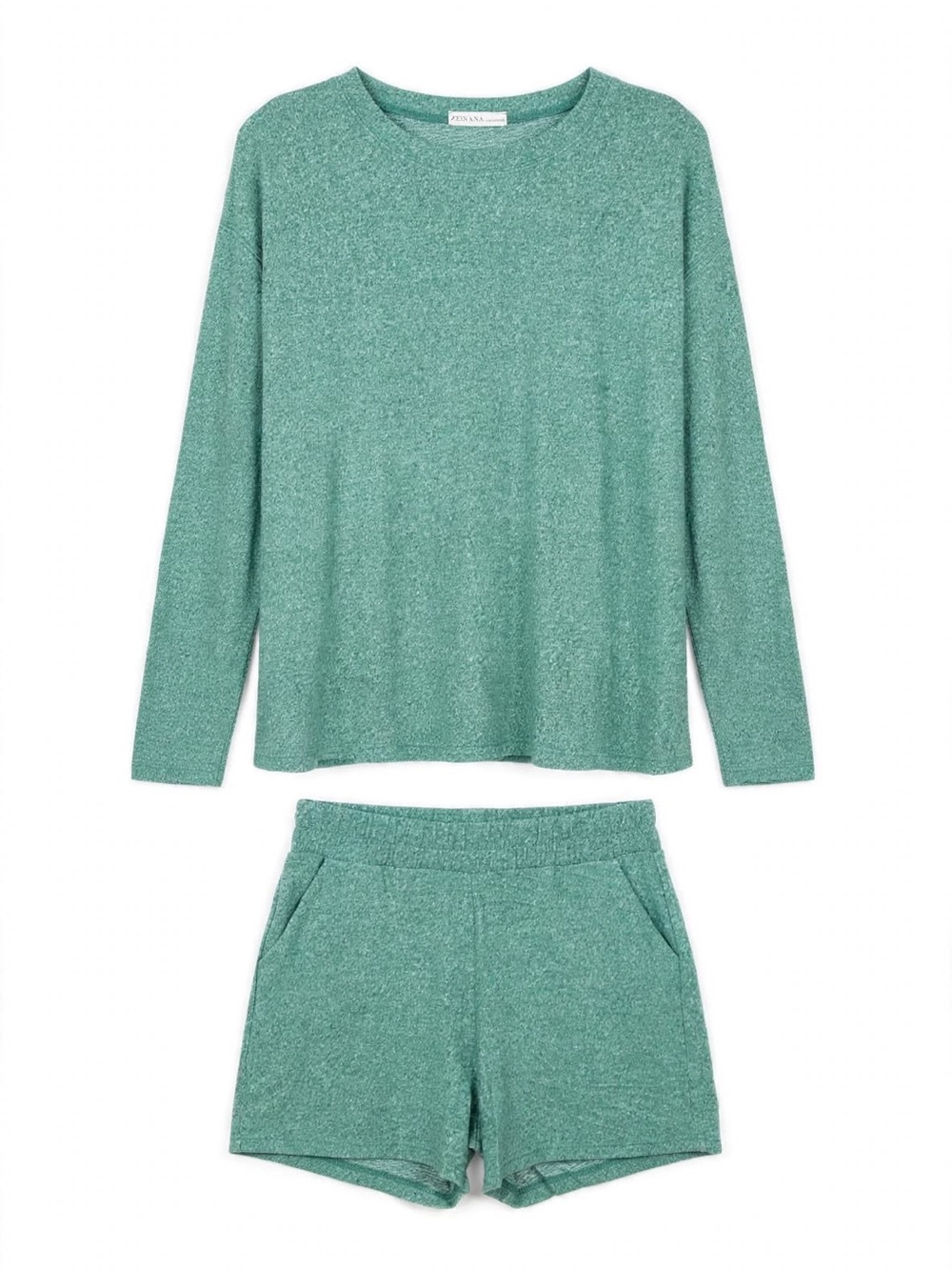 Zenana Outfitters Teal Crewneck Top and Matching Shorts Set